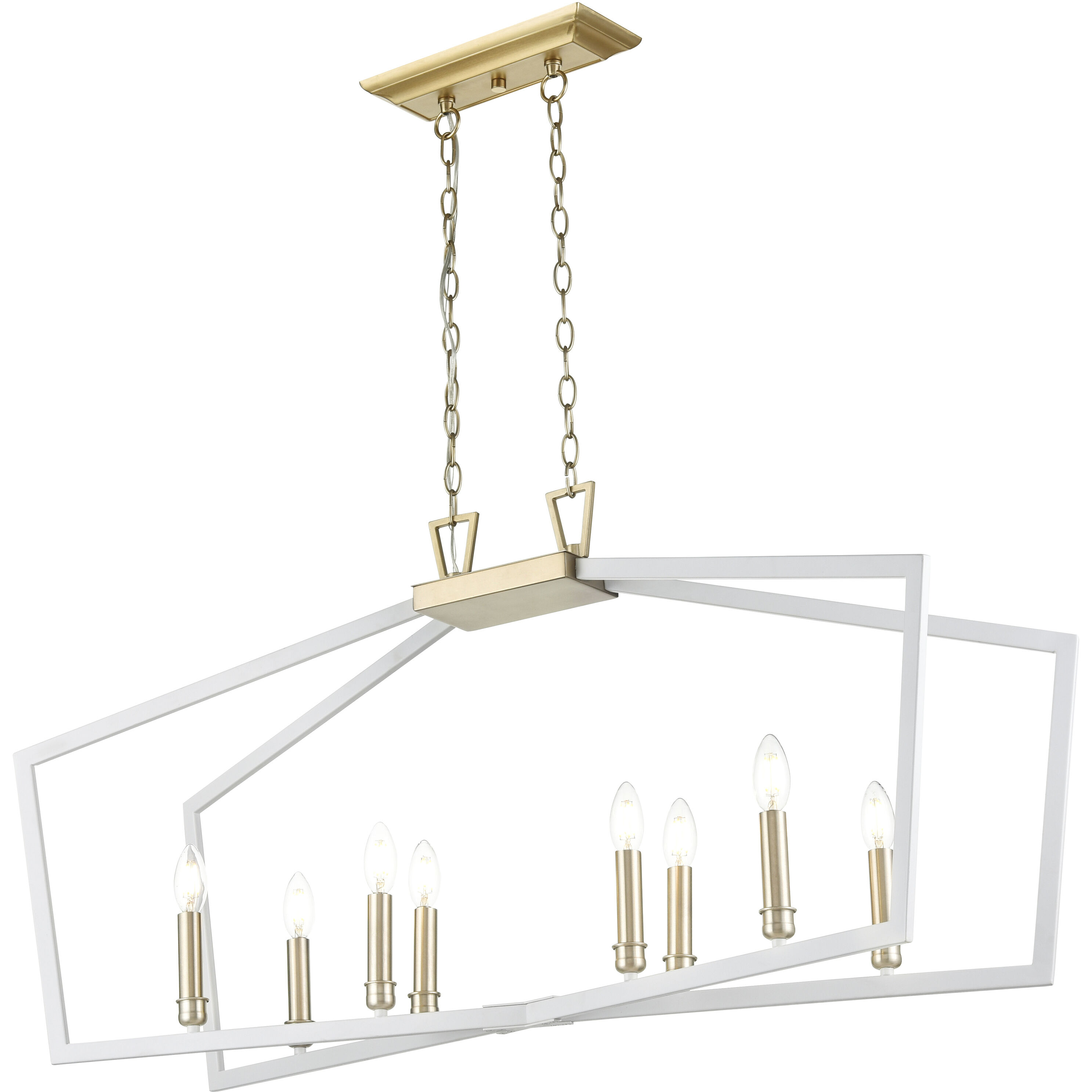 Lizabeth 8 Light 42.25 inch Matte White/Modern Gold Linear Chandelier Ceiling Light
